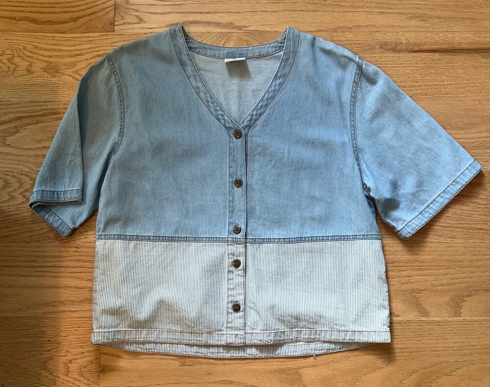 Vintage CMC Short Sleeve Denim Stripe Shirt
